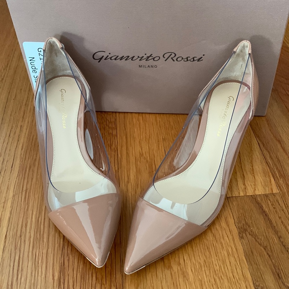 Gianvito Rossi D’Orsay Plexi55 Pumps Nude Color